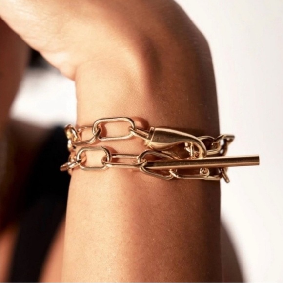 Rachel Zoe Jewelry - Loren Stewart X Curateur Double Wrap Gold Chain Link Toggle Bracelet or Choker